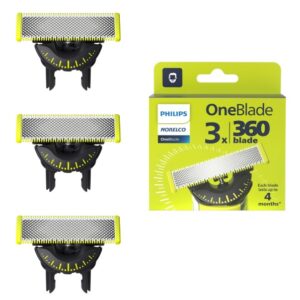 Philips Norelco OneBlade 360 Replacement Blades for Regular OneBlade Trimmer, 3 Pack, QP430/80