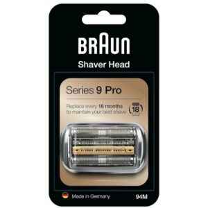 Braun Electric Shaver Head Replacement Part 94M Silver, Compatible with Series 9 Pro and Series 9 Electric Razors for Men