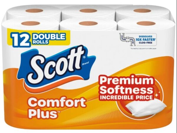 Scott ComfortPlus Toilet Paper, 12 Double Rolls
